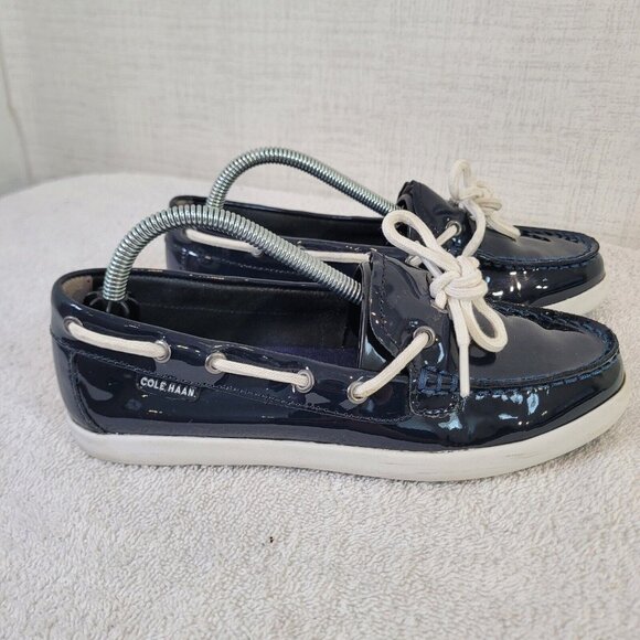 Cole Haan Boat Shoes Womens 6B Regatta Slip On W05747 Black Patent Leather - Picture 10 of 10